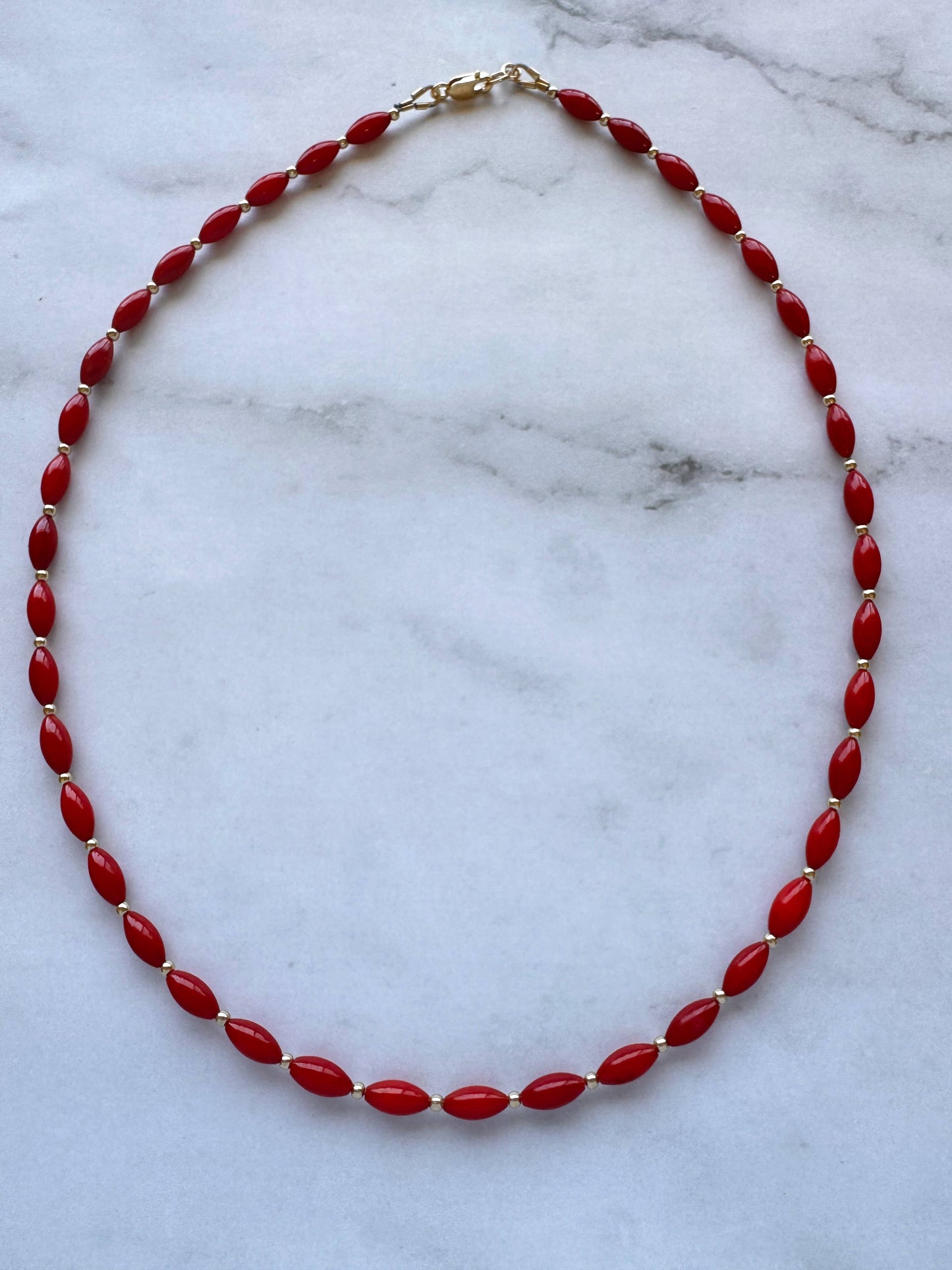 Baia Red Coral Beaded Necklace