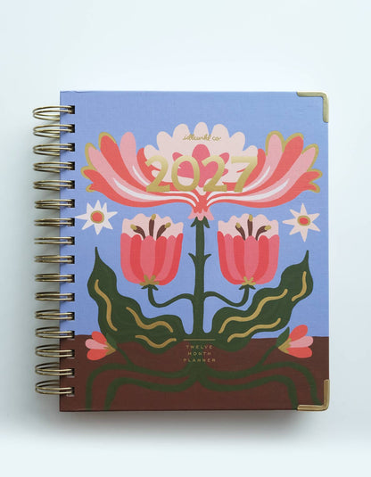 2027 Spiral Bound Planner | Folk Art Tulip