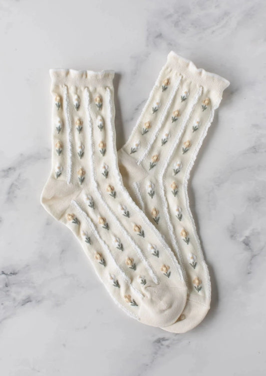 Pastel Floral Socks | Yellow