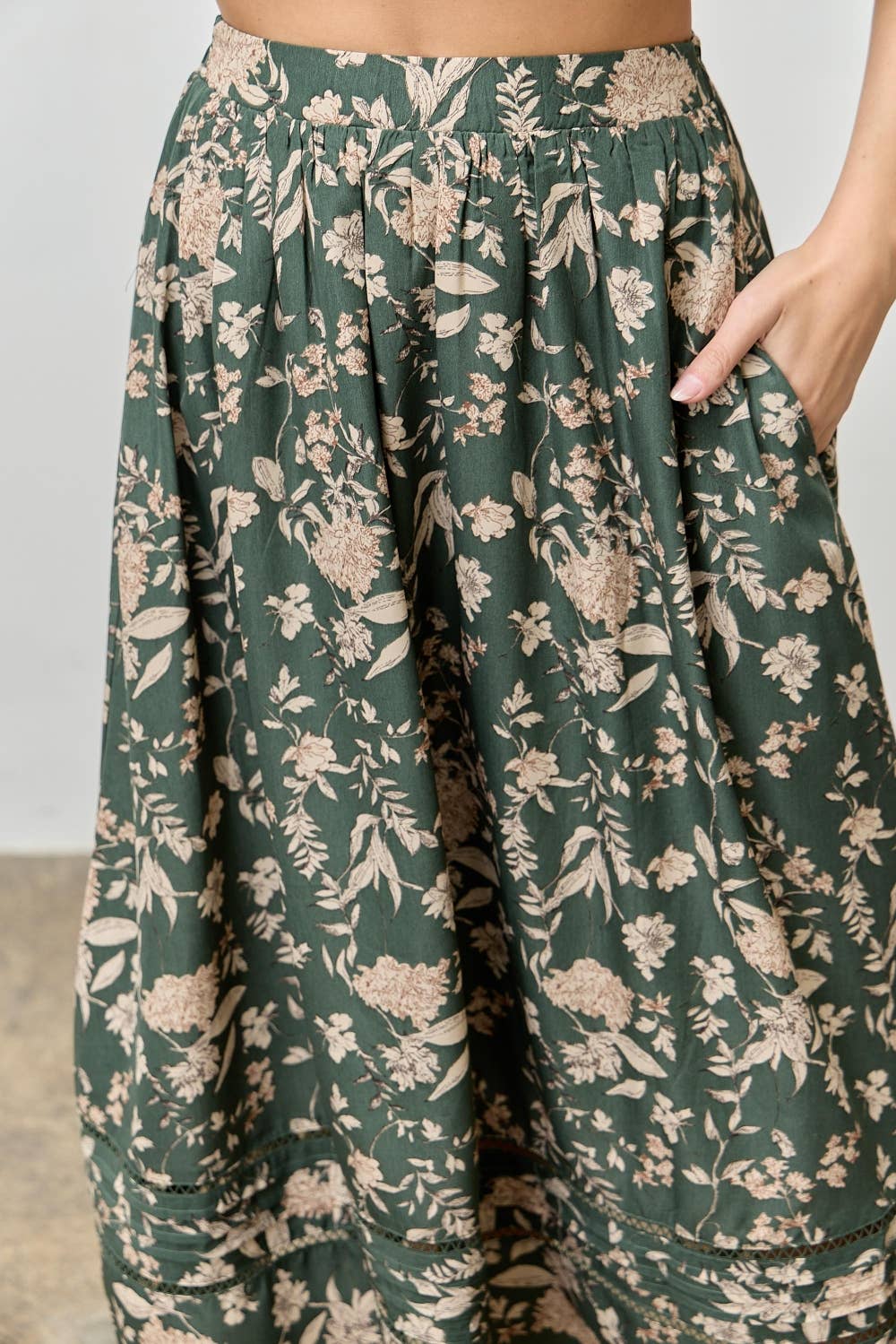Florals + Lace Midi Skirt