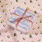 Floral Trellis and Blue Vine Stripe Double Sided Gift Wrap | Roll of 3 Sheets