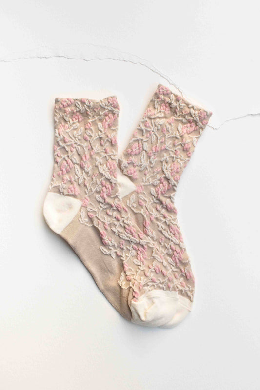 Floral Textured Socks | Denim