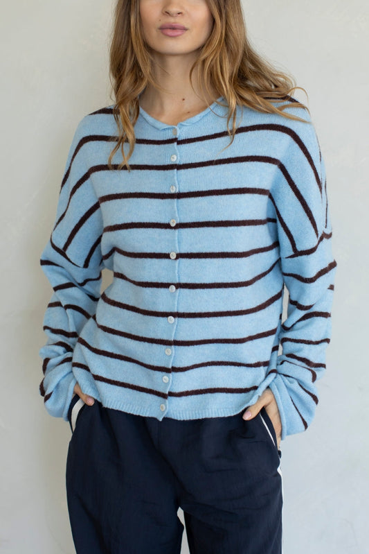 Cabana Stripe Piper Cardigan | Blue