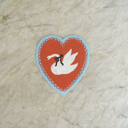 Swan Heart Sticker