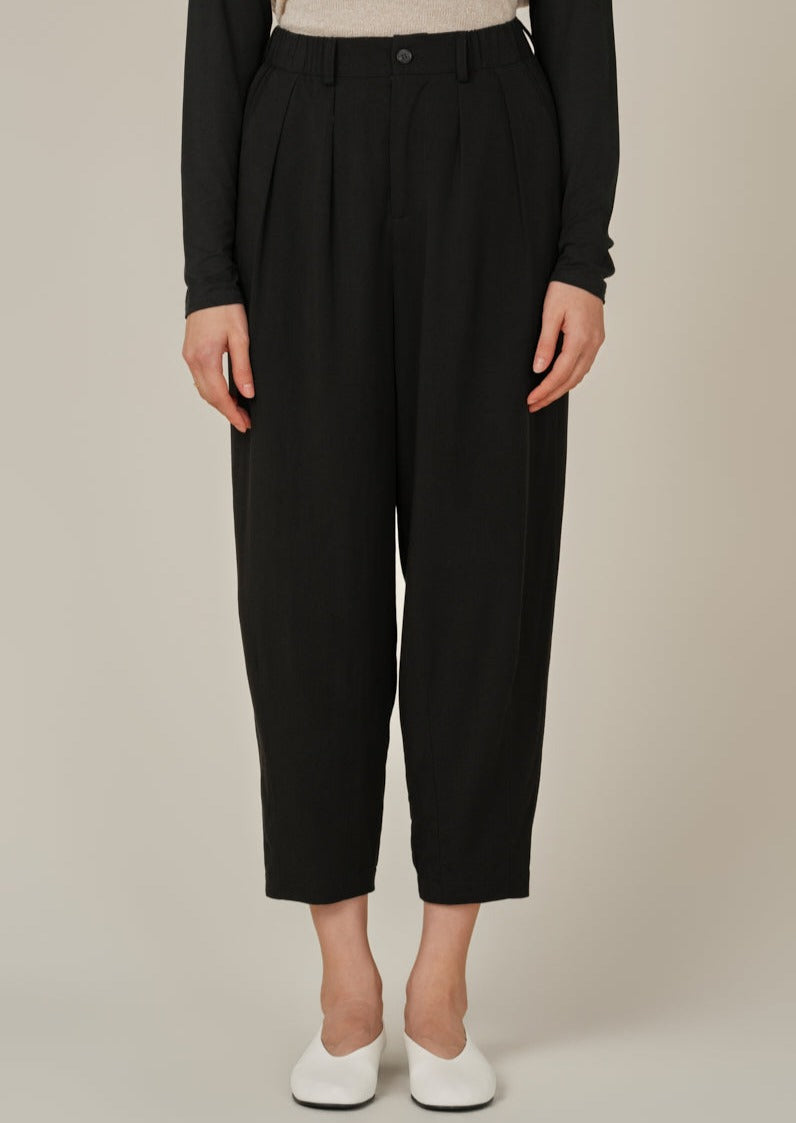 Tencel Barrel Pants | Black