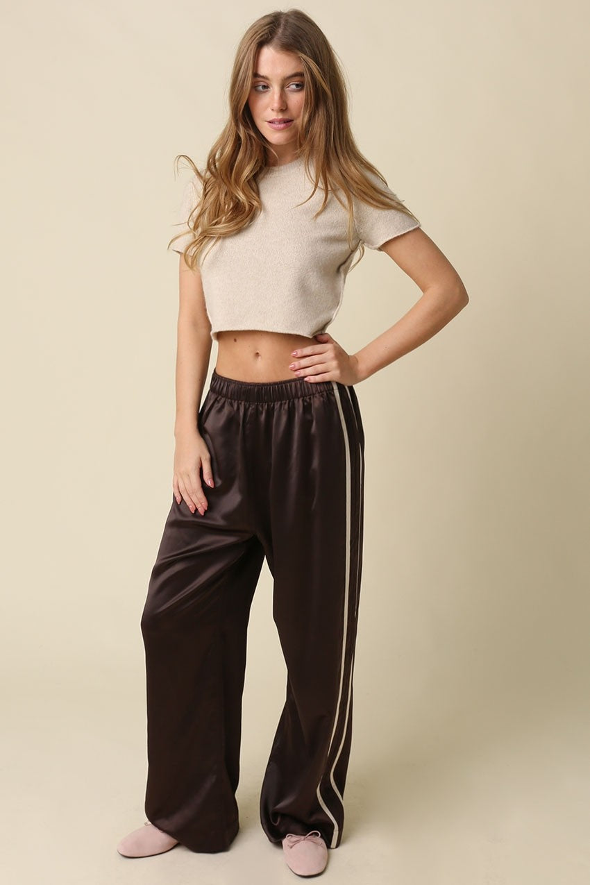 Kinda Sporty Satin Pants | Brown