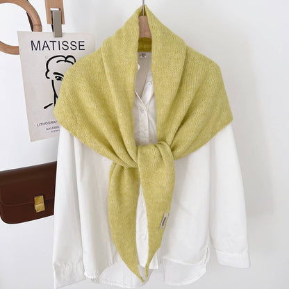 Soft Knit Triangle Scarf | Yellow