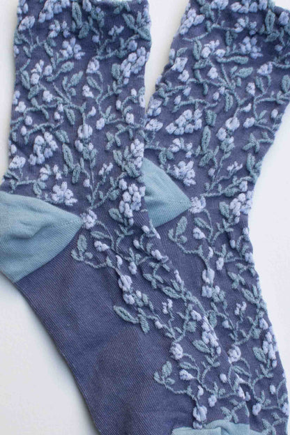 Floral Textured Socks | Beige