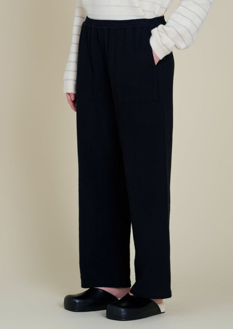 Thick Cotton Gauze Pants | Black