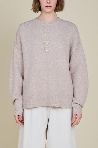 Henley Knit Sweater | Oat