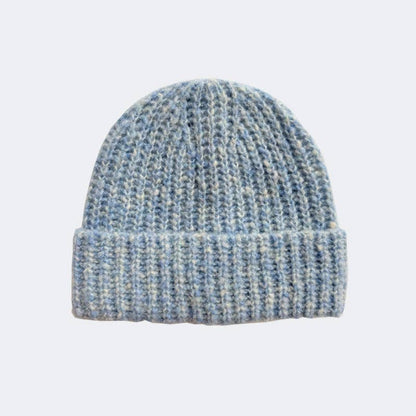 Knitted Wool Blend Beanie | Blue