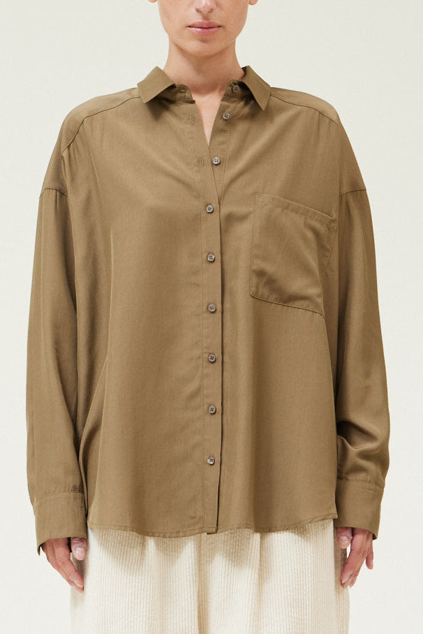 Oversized Button Up | Tapenade