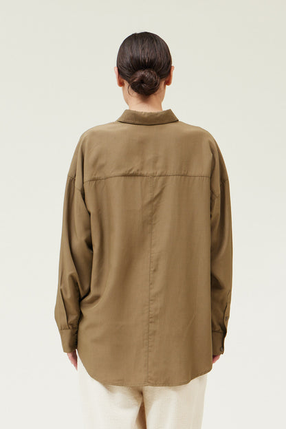 Oversized Button Up | Tapenade