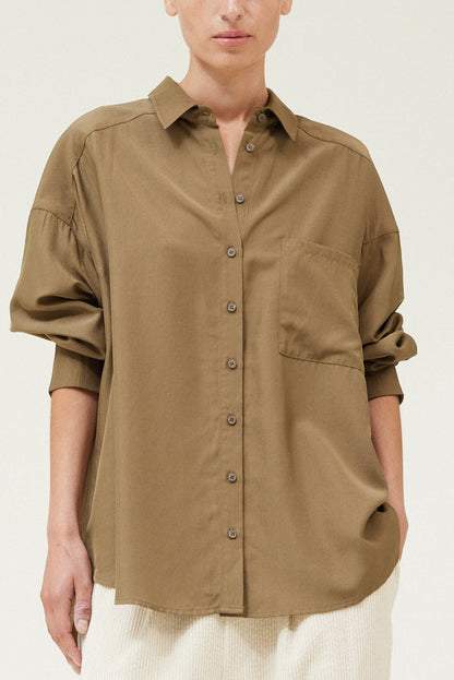 Oversized Button Up | Tapenade