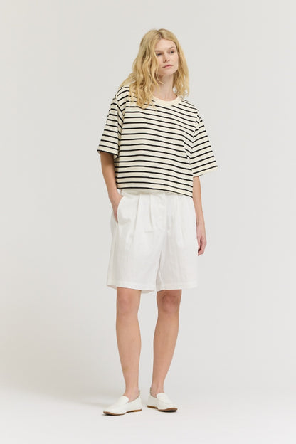 Cropped Stripe T-Shirt | Black