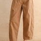 Mini Checkered Barrel Pants | Camel