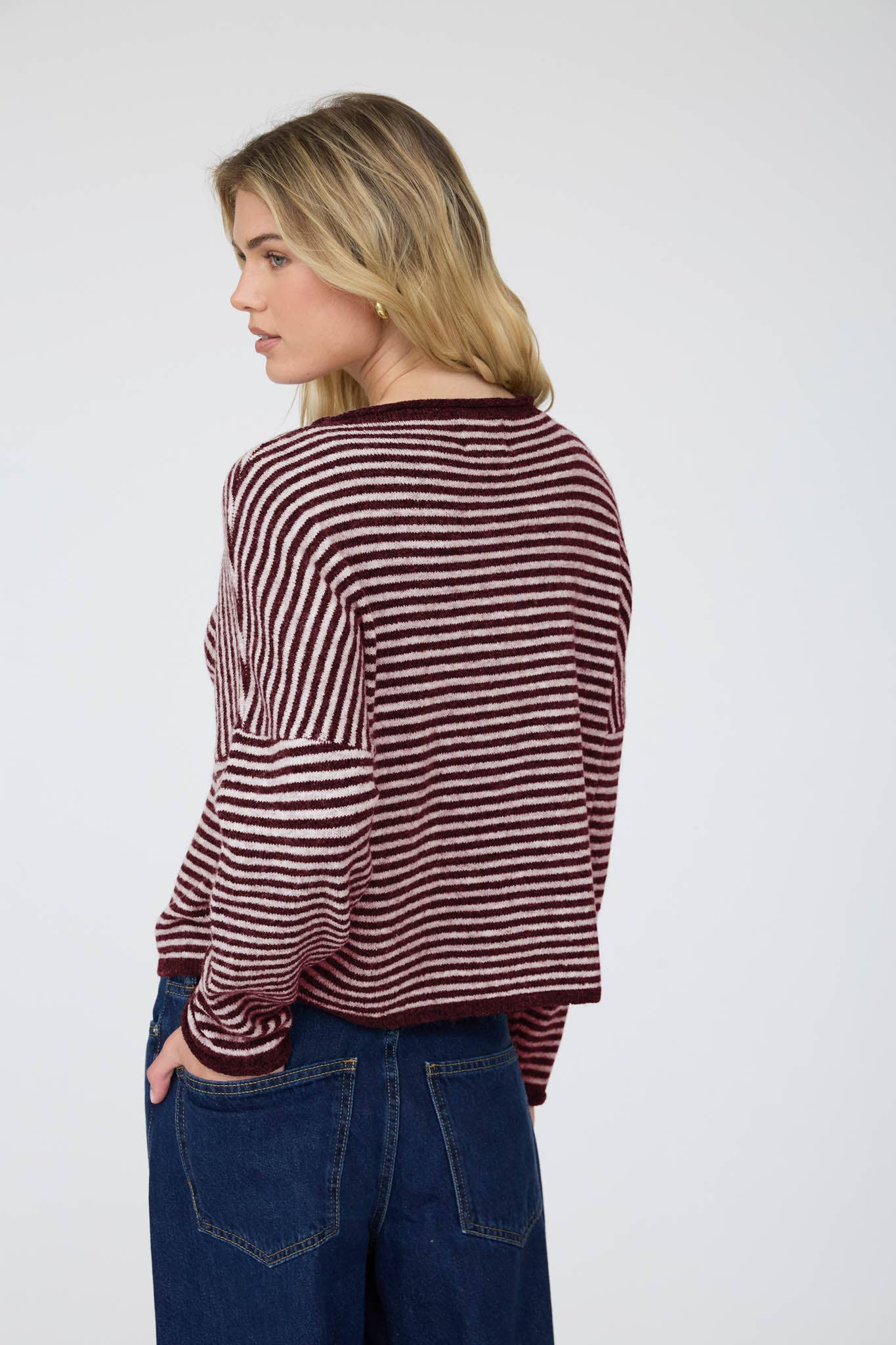 Piper Mini Stripe Cardigan | Deep Red