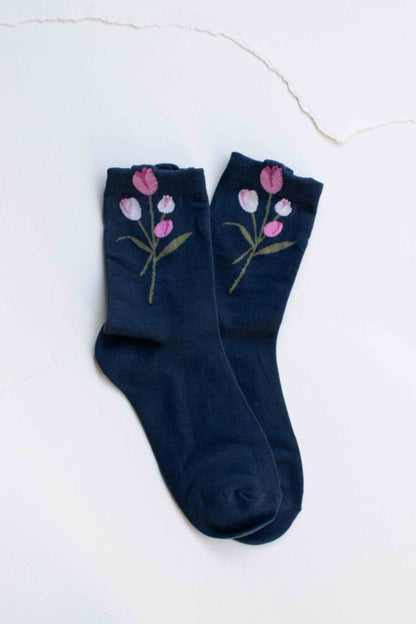 Tulip Bloom Socks | Black