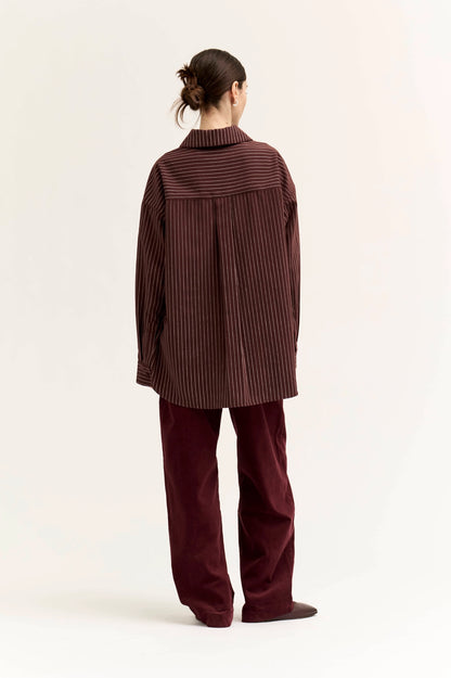 Oversized Stripe Button Up | Aubergine