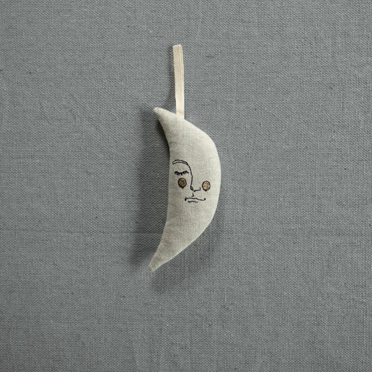 Beige + Gold Moon Ornament
