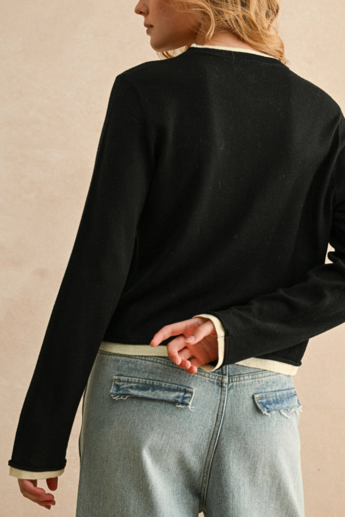 Faux Layers Sweater | Black