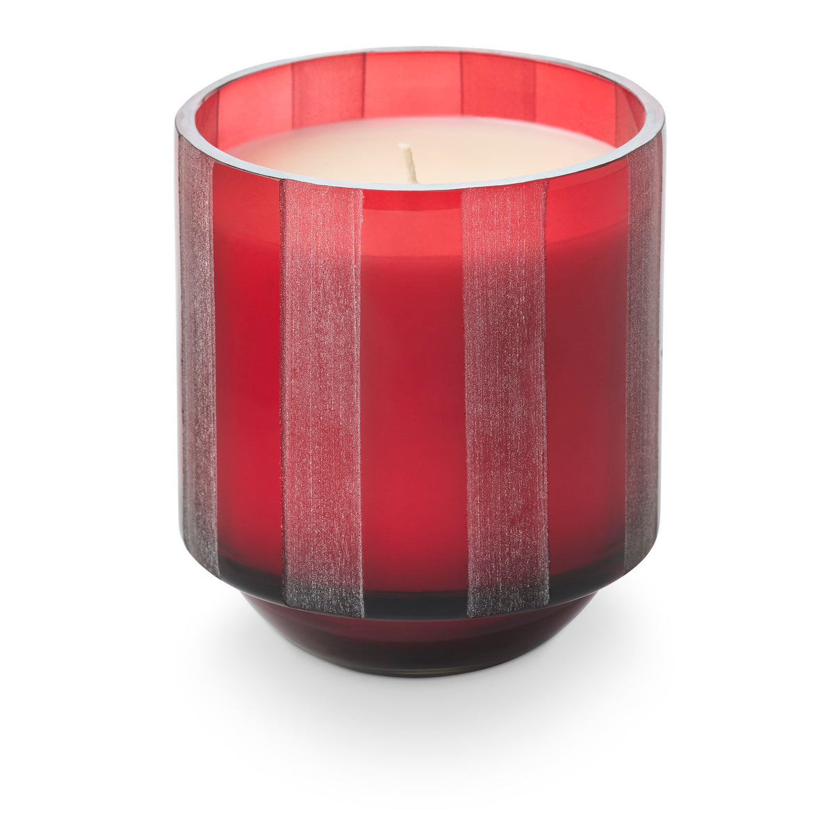 Cranberry Currant Etched Stripe Glass Candle