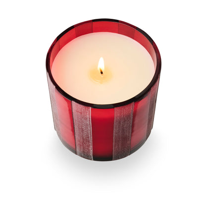 Cranberry Currant Etched Stripe Glass Candle