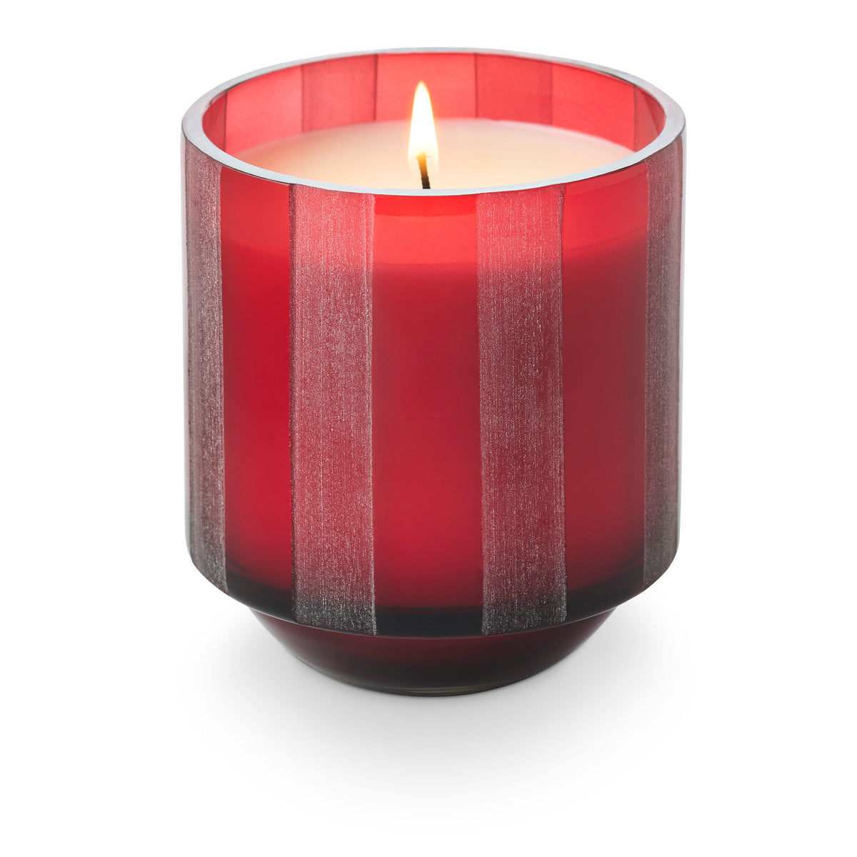 Cranberry Currant Etched Stripe Glass Candle