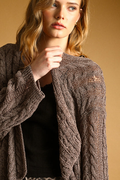 Slouchy Knit Shrug Sweater | Brown