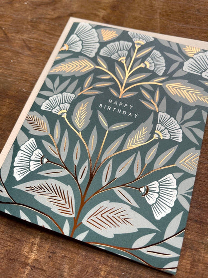 Copper Stamped Happy Birthday Card