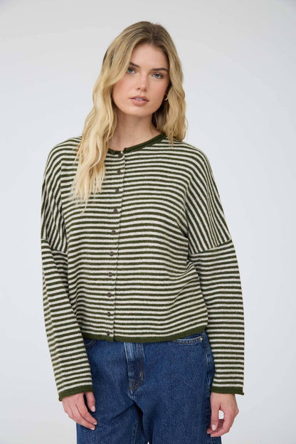 Piper Mini Stripe Cardigan | Olive