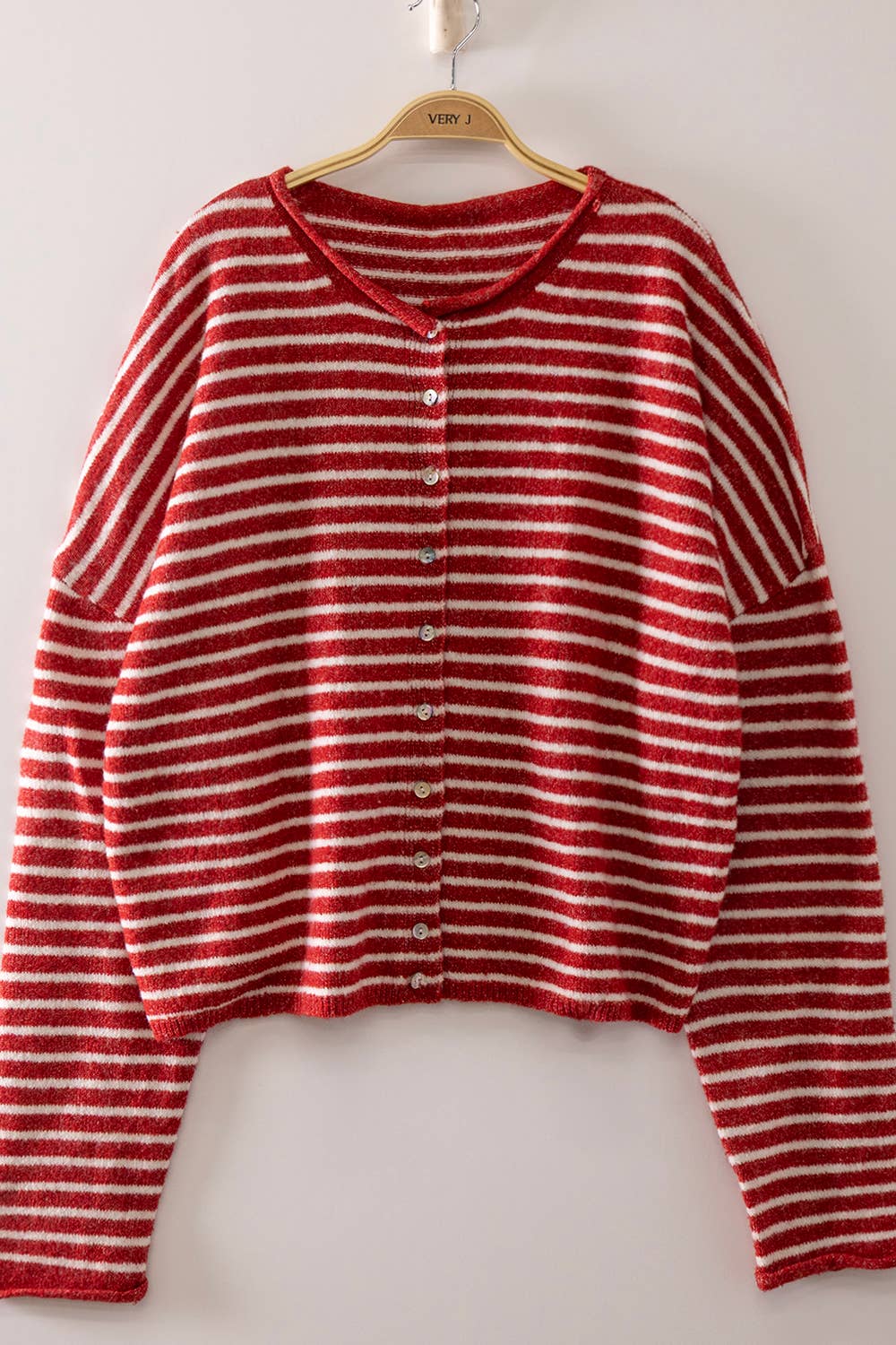 Piper Stripe Cardigan | Red