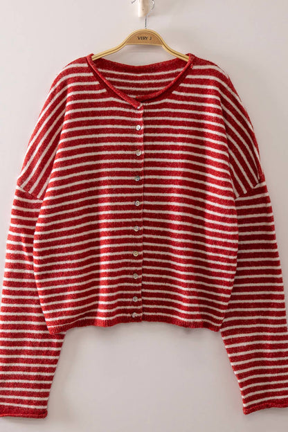 Piper Stripe Cardigan | Red