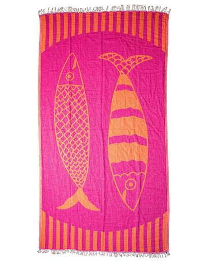 Sardine Beach Towel | Hot Pink + Orange