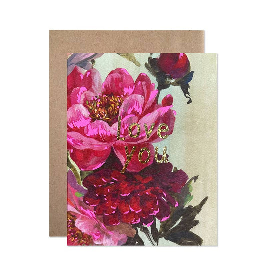 Love You Peonies Card