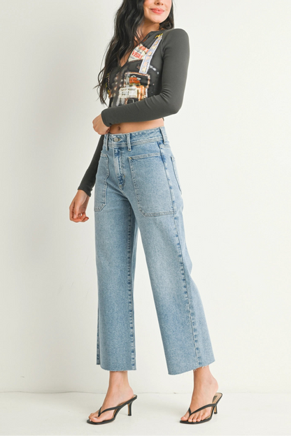 Wide Leg Utility Denim | Light Wash