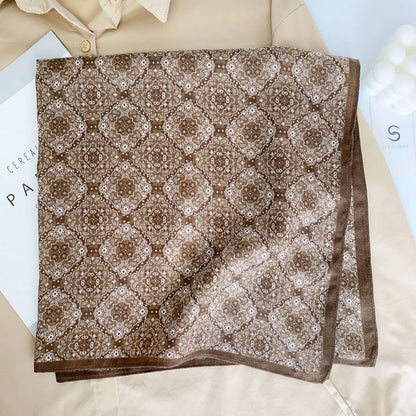 Floral Square Scarf | Brown