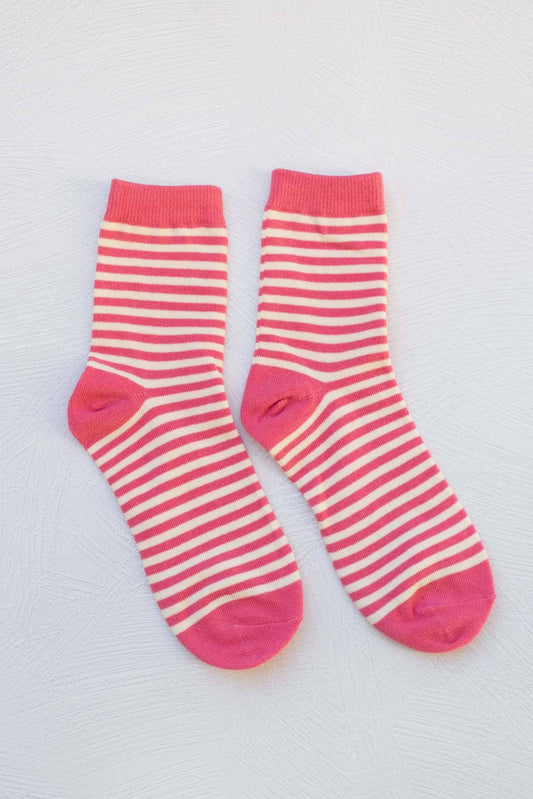 Stripe Crew Socks | Raspberry