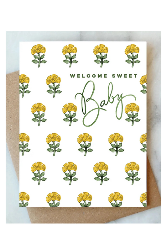 Yellow Floral Baby Card