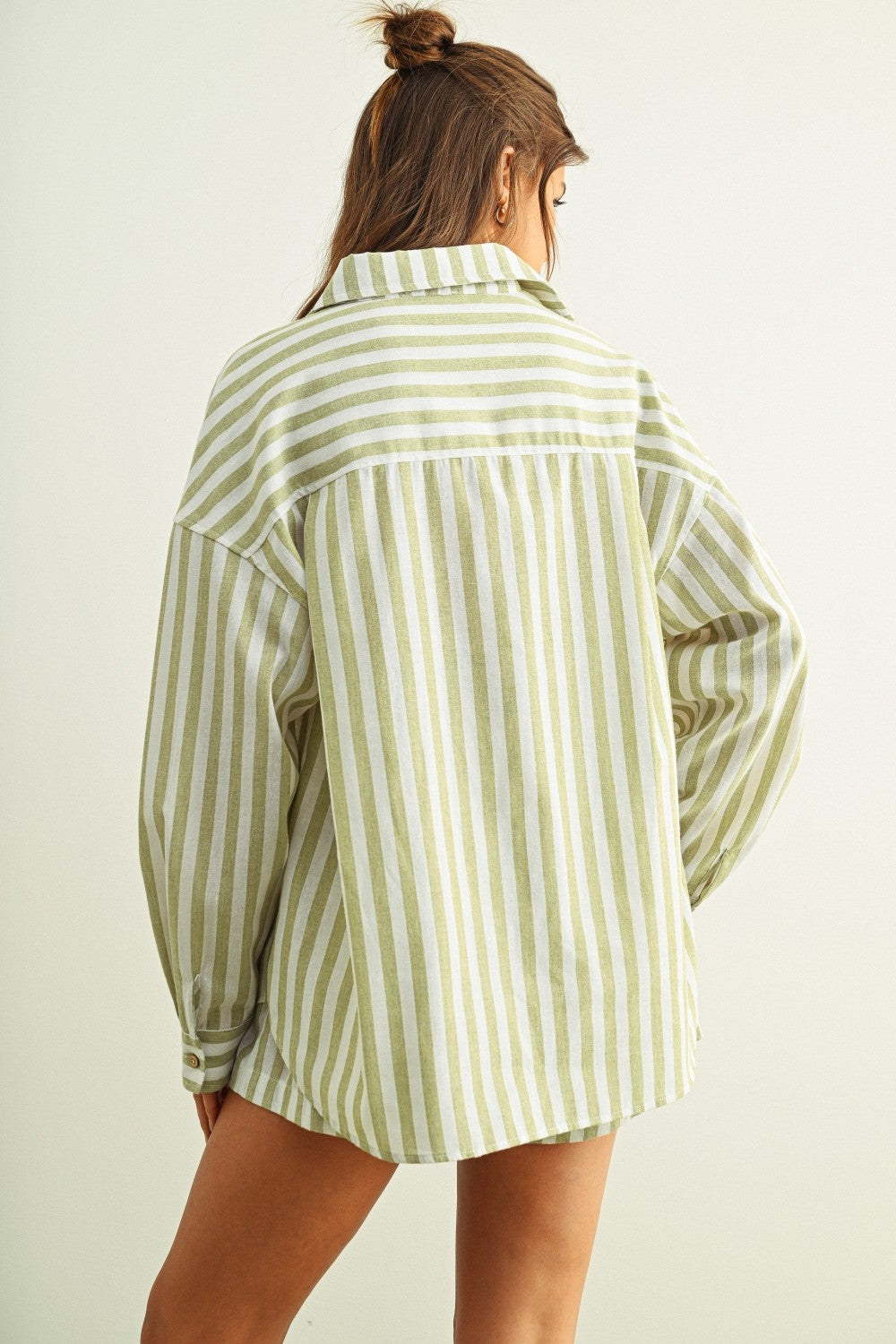 Cabana Stripe Button Front Shirt | Sage
