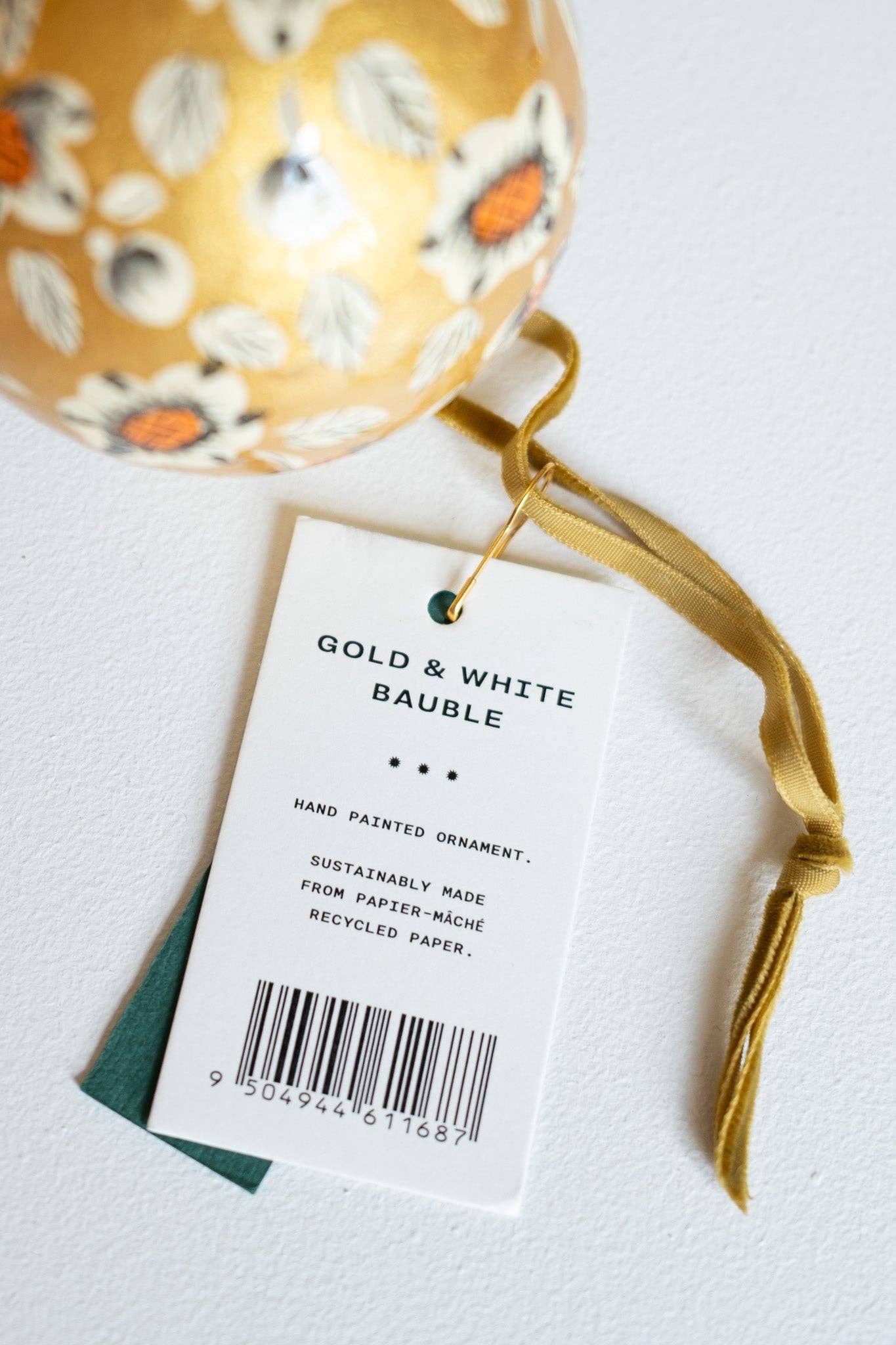 Gold and White Bauble Ornament