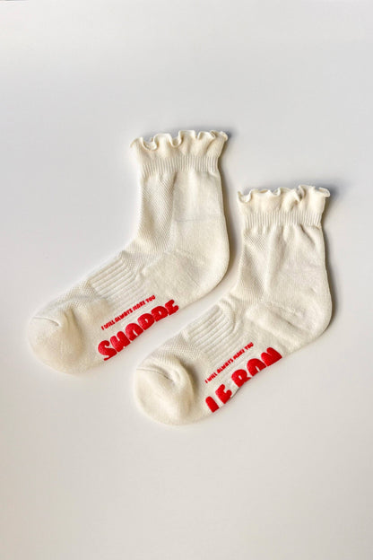 Ruffled Hugger Crew Socks | Vanilla