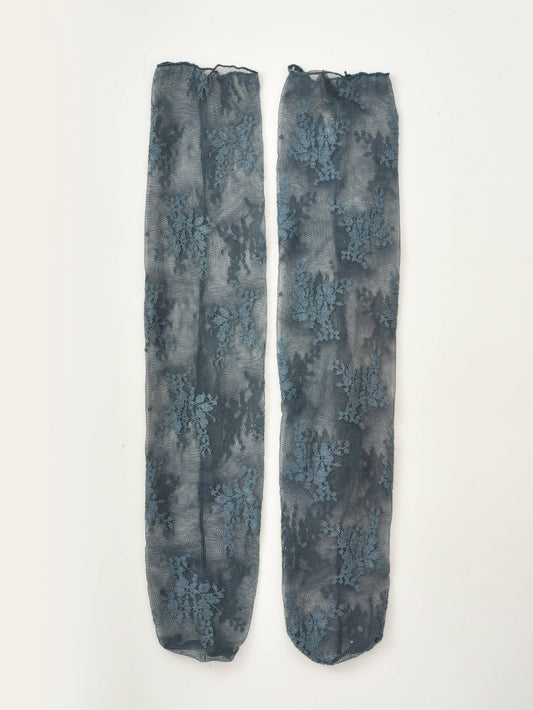 Sheer Lace Crew Socks | Blue