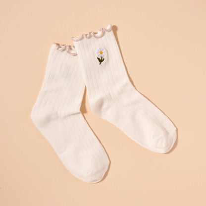 Floral Embroidered Socks