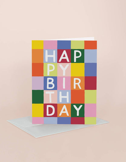 Rainbow Checks Birthday Card