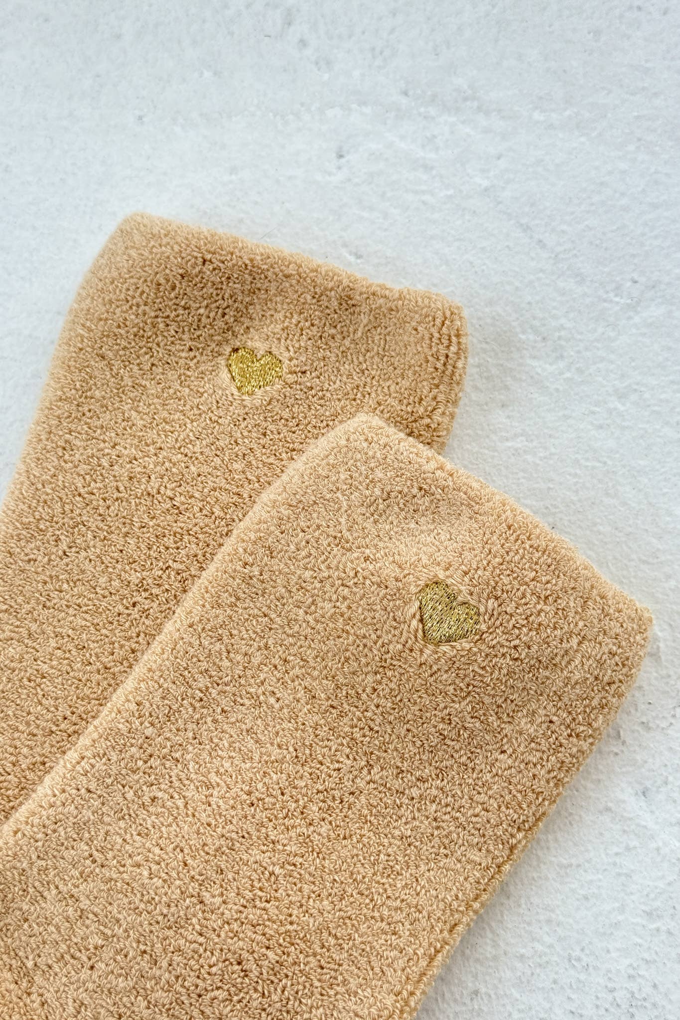 Cloud Socks | French Vanilla + Embroidered Gold Heart