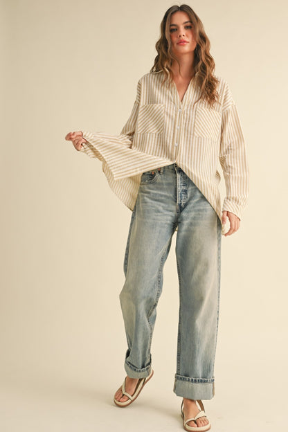 Mixed Up Button Up Shirt | Mustard