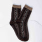 Vintage Floral Stripe Socks | Mocha