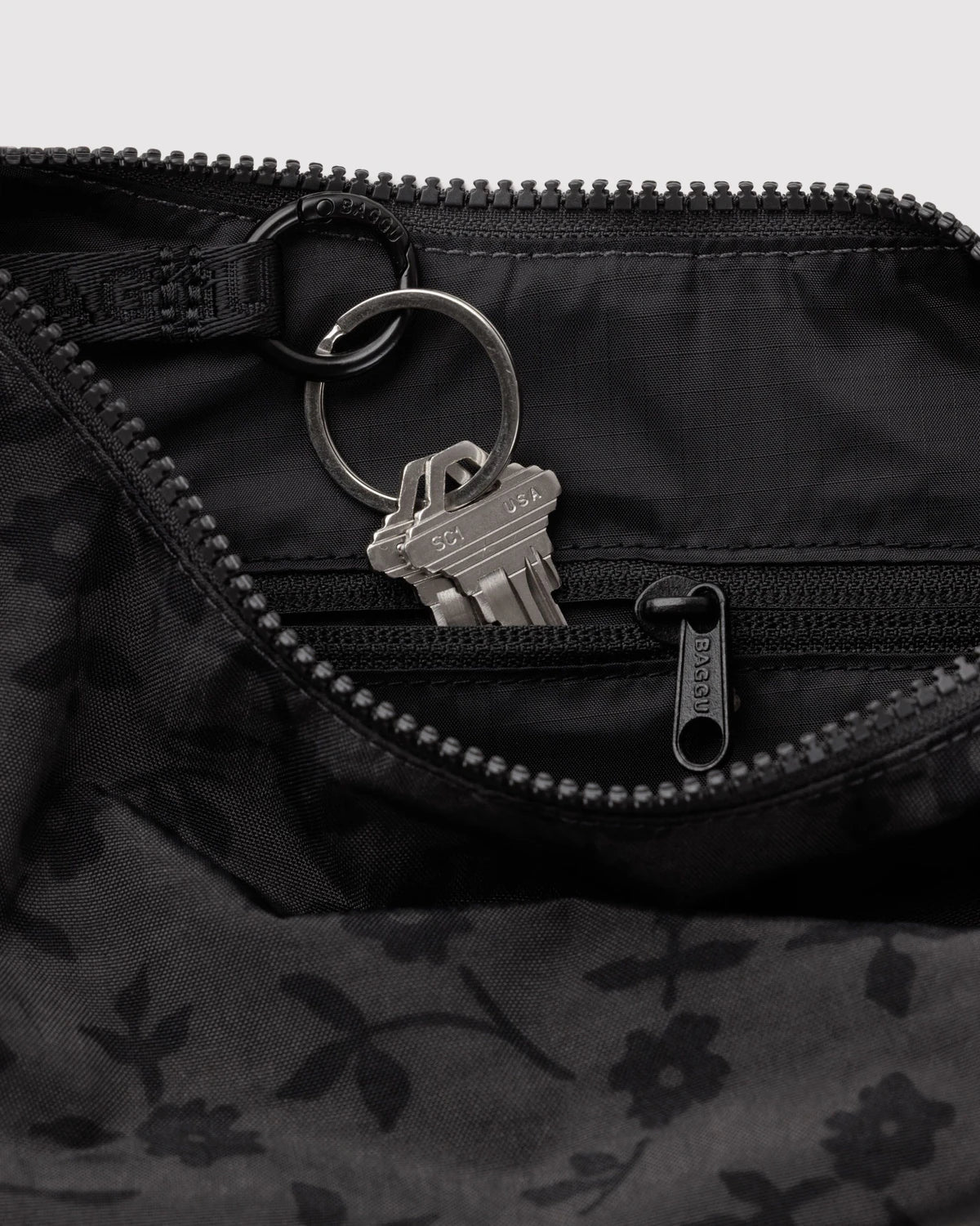 Small Crescent Bag | Charcoal Ditsy Floral