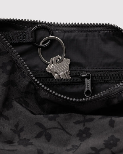 Small Crescent Bag | Charcoal Ditsy Floral